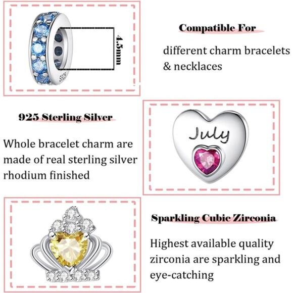 Birthstone Charms for Bracelet/Necklace - Picture 4 of 6